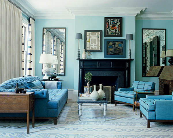 Interesting Blue Color Schemes For Living Room