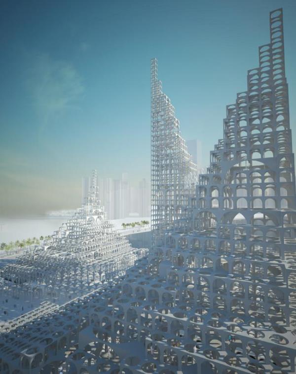 The master plan of the building block with multifunction complex - Souk Mirage/Particles of Light