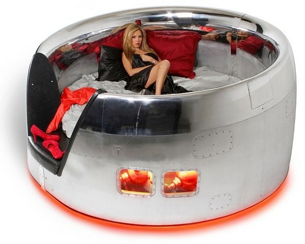 Bed, designed and made of an airplane's turbine by Motoart