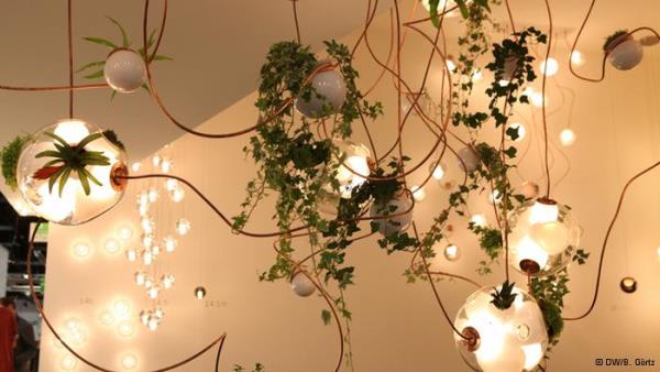 Glowing vases with live plants by Bocci 