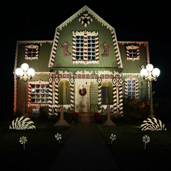 Christmas house at night