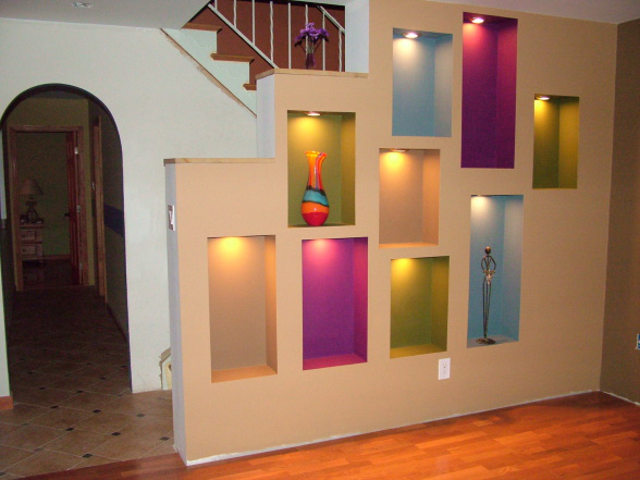 Colorful niches with lights