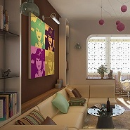 Small Apartment Design in “Disco” Style