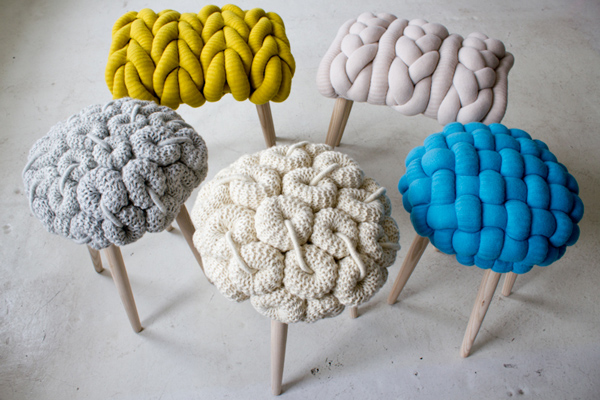 Knit Stools for Homey Decor by Claire-Anne O'Brien