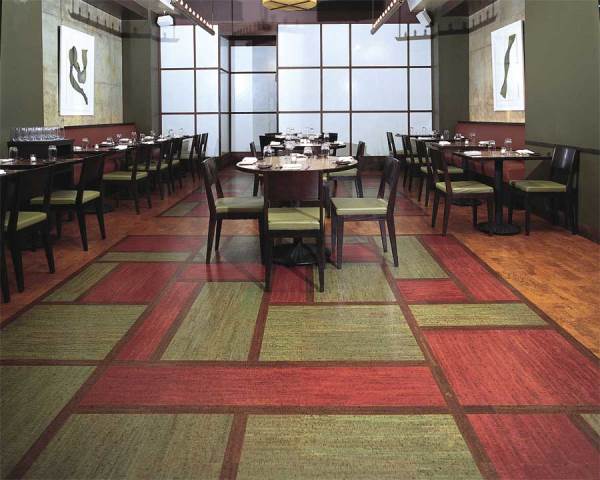 Cork mosaic on the restaurant floor