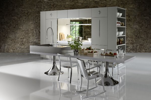 Kitchen design with steel furniture