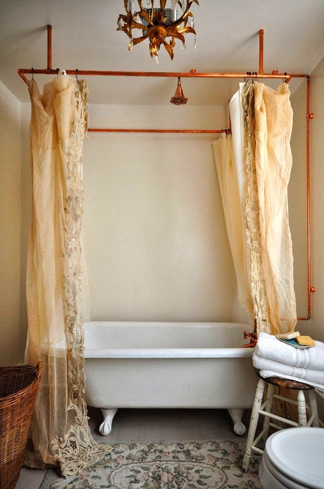 Vintage Bathroom Design Ideas, Vintage Bath Shower Curtain Rail