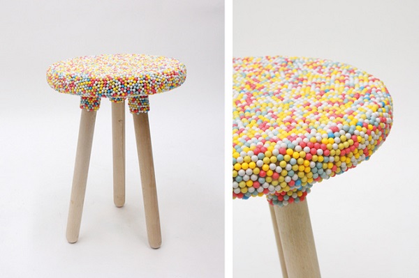 Sugar pearl candy stool by Kristin Overbeck