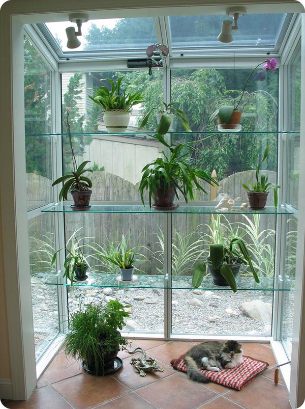 Indoor conservatory glass extension