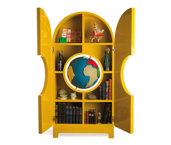 the globe cabinet for souvenirs