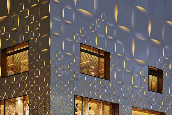 Undulating parametric façade Grasshopper- Louis Vuitton store Tokyo 