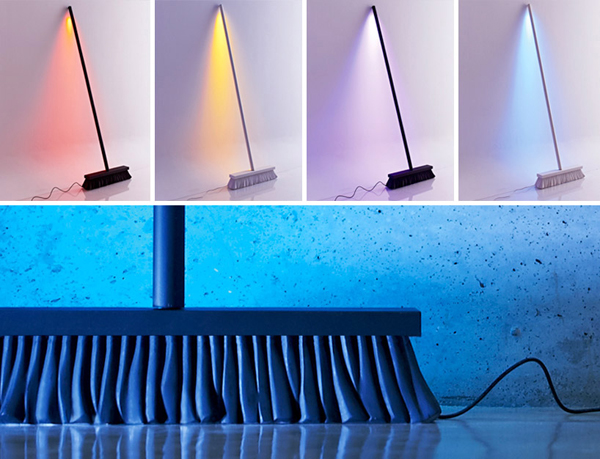 Peteris Zilbers' Broom-Shaped Lamp Changes Colors To Suit Mood