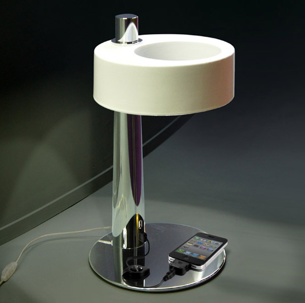Pulsar Asimmetrica Ceramic Table Lamp Charges Your Gadgets