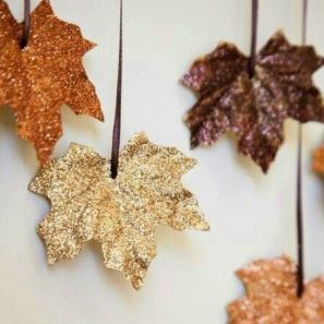 Glittered maple leaves