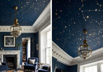 Painted ceiling adding color and drama to a room