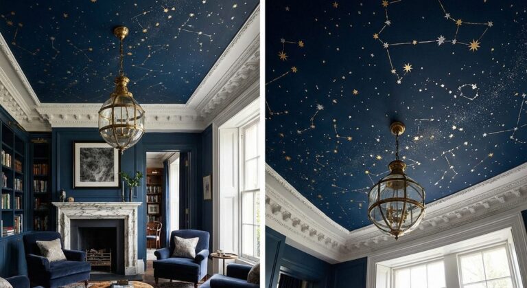 Painted ceiling adding color and drama to a room