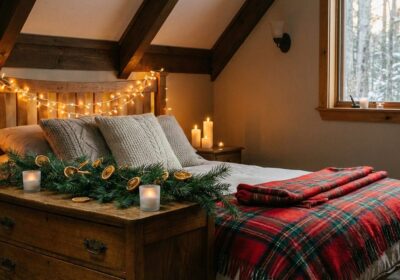 Christmas bedroom decor with festive touches