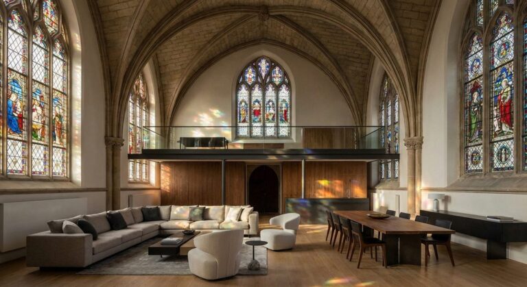 Converted church houses with stunning architectural features