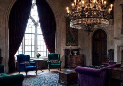 Gothic style interior with dark moody atmosphere