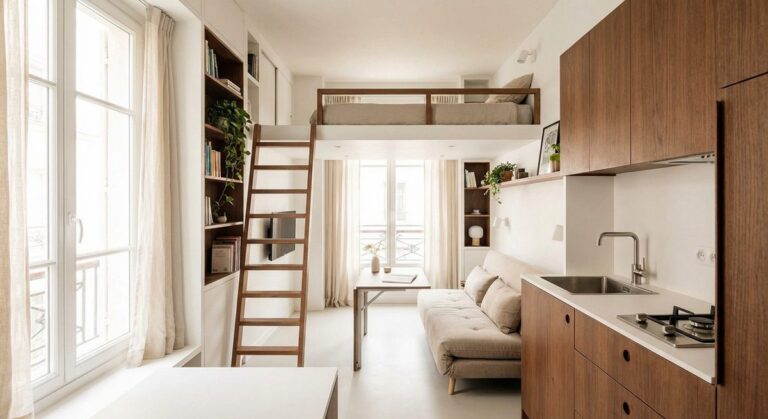 Micro apartment with clever space-saving solutions