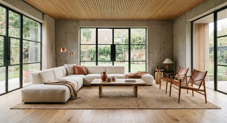 Modern living room with contemporary furniture