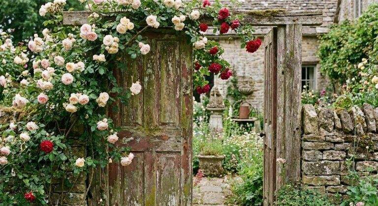 Repurposed old doors as creative home decor