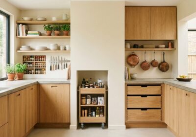 Small kitchen design maximizing counter and cabinet space
