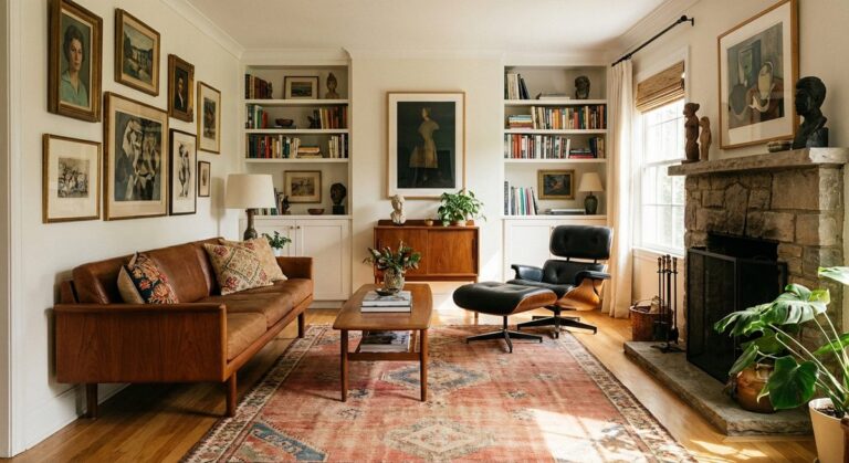 Vintage designer home with retro furnishings
