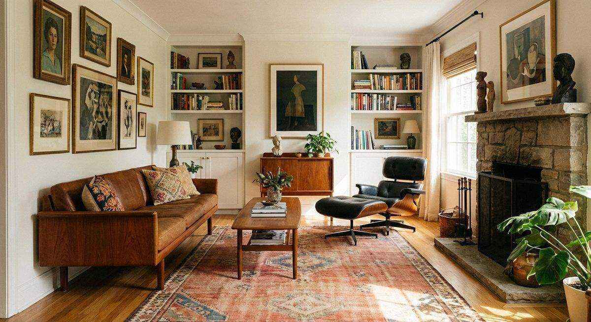 Vintage designer home with retro furnishings