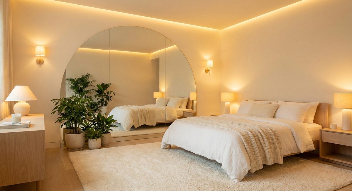 Windowless bedroom design with artificial lighting solutions